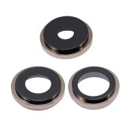 Back Camera Lens Glass with Ring for iPhone 14 Pro / 14 Pro Max 3pcs/set Gold - Thepartshome.se