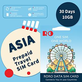 RORO Travel SIM Card With Asia 10 Regions Data Package 30 Days 10GB - Thepartshome.eu