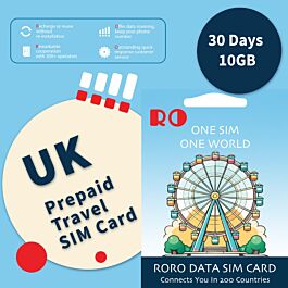 RORO Travel SIM Card With United Kingdom Data Package 30 Days 10GB - Thepartshome.eu