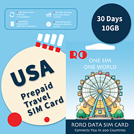 RORO Travel SIM Card With United States Data Package 30 Days 10GB - Thepartshome.eu